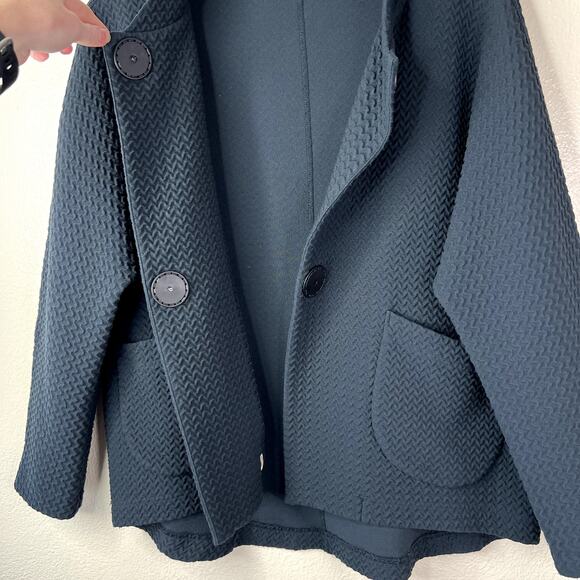 Babette Gray Textured Puckered Knit Jacket Button Front Pockets MEDIUM - Picture 2 of 5